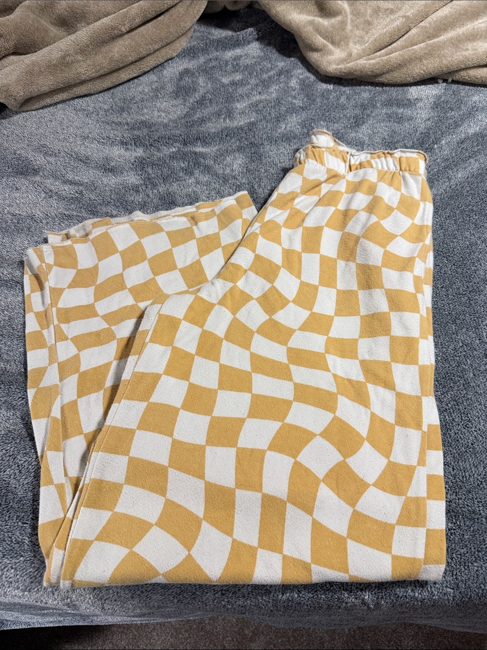 Grayson Threads Mustard & Cream Wavy Checker Pants
